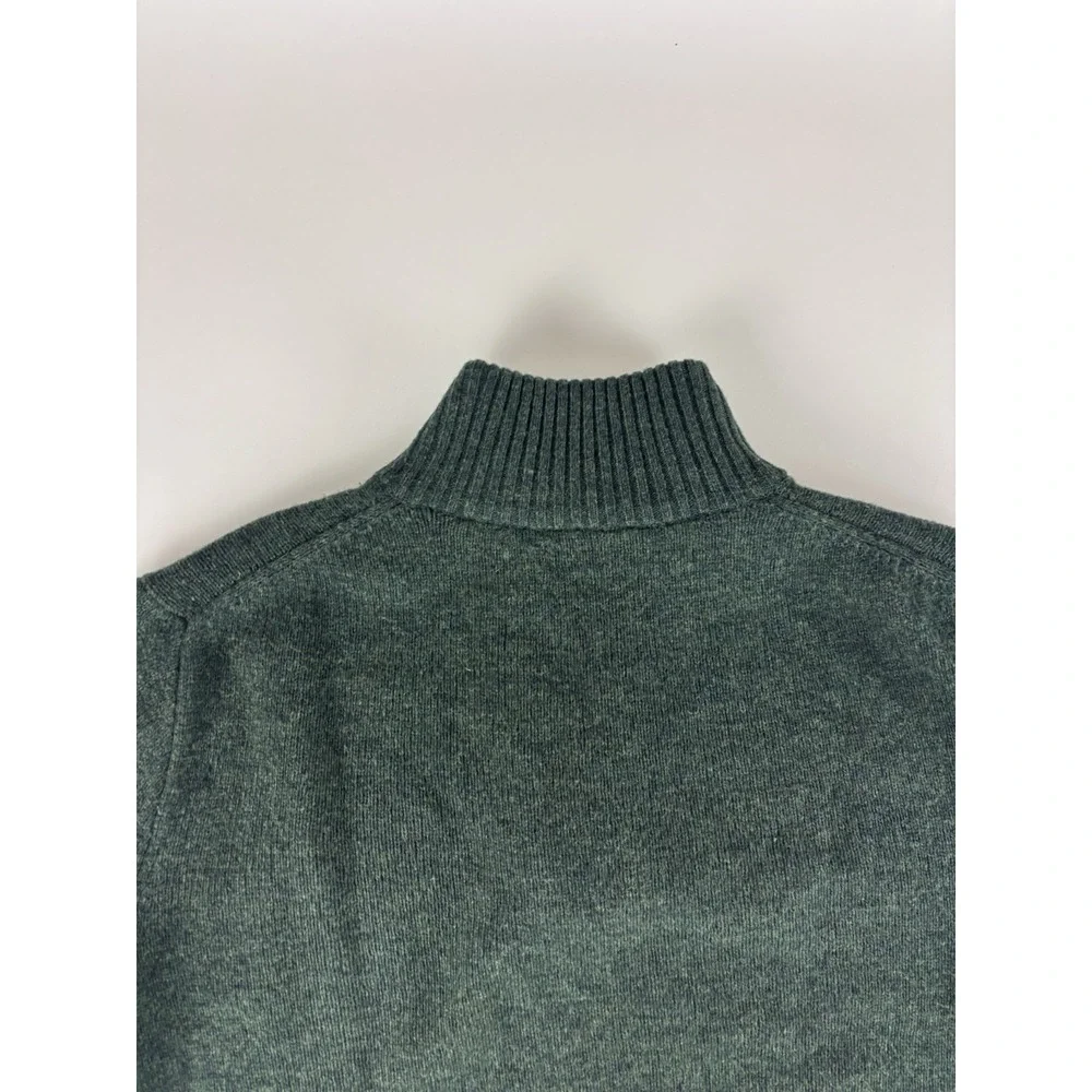J.Crew Men's L Gray 100% Lambs Wool Quarter Zip Sweater Mock Neck Pullover Green